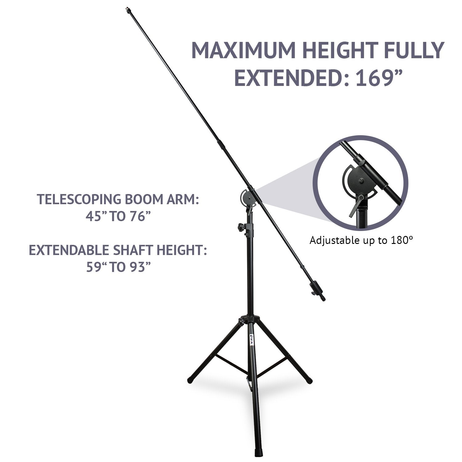 LyxPro SMT-1 Professional Microphone Stand Heavy Duty 93    Studio Overhead Boom Stand 76    Extra Long Telescoping Arm Mount, F